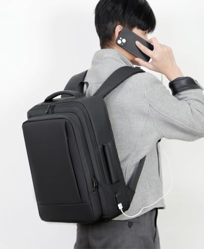 Business & Travel Laptop Backpack, Expandable Laptop Backpack,Carry on backpack,With USB Charging Port, Water Resistant, Men Women (01#Black) - color: 01#black