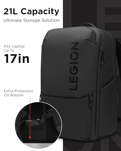 Lenovo Legion Gaming Laptop Backpack GB800, 21L Capacity, Fits 17-inch Laptops, Water Resistant, Three Main Compartments & 19 Specialiized Pockets, Black - style: Gb800 Black