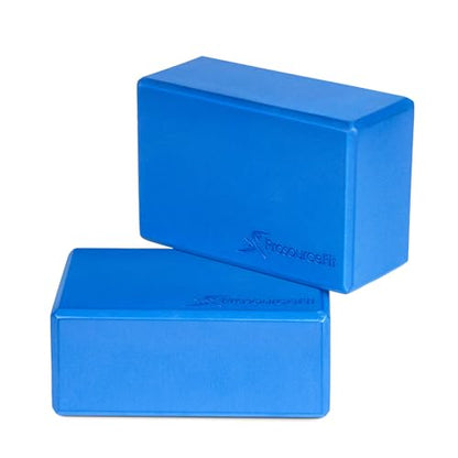 ProsourceFit Foam Yoga Blocks, High Density EVA Yoga Bricks 4”x 6” x 9” (Set of 2) - color: Blue