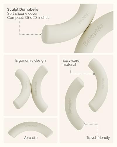 BetterMe Sculpt Dumbbells – 2.2 lb Pair Neoprene Hand Weights – Non-Slip Soft Grip Free Weights for Women – Compact Pilates, Barre & Home Workout Dumbbells - color: Ivory