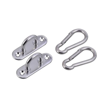 2Pcs Silver Stainless Steel Ceiling Wall Mount Brackets for Suspension Trainers with Hooks Heavy Duty Anchor Mounts for Hammock Installation and Home Gym Wall Anchors Supports Up