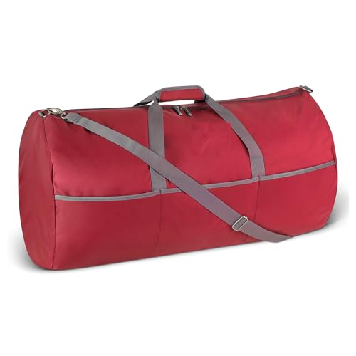 Amazon Essentials Extra Large Foldable Nylon Duffel Bag for Travel/Storage with Zippered Pockets, 32.4", 150L, 50-LBS Capacity, Red (Previously Amazon Basics) - color: Red, size: 32.4 inches