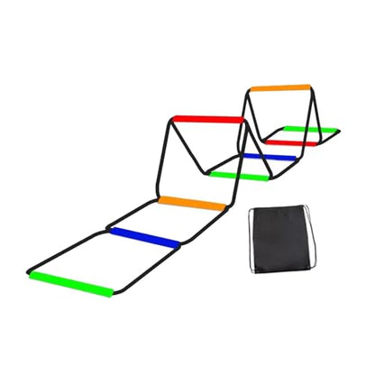 Agility Ladder Speed Ladder Footwork Ladder Workout Ladder Carbon Steel Construction Foldable Design Suitable for Athletic Training Coaches Athletes - size: 8 Grids With Bag