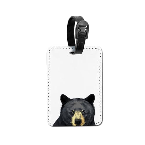 WIRESTER PU Leather Luggage Tag Name Tag Bag Tag for Travel Suitcase Baggage Luggage - Black Bear - color: Black Bear