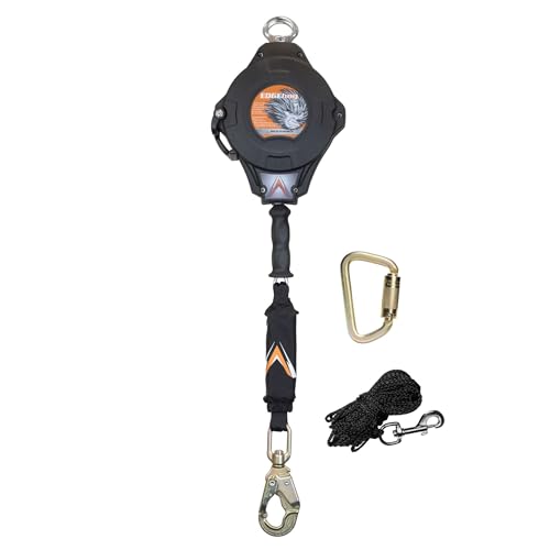 Malta Dynamics Edgehog Self Retracting Lifeline – 50’ Leading Edge Fall Protection Yoyo Cable, Class 2 Retractable Lanyard with Quick-Action Brake, OSHA and ANSI Compliant Safety Lanyard - size: 50 Foot