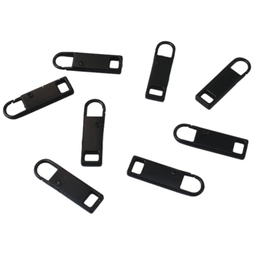 OZXNO 8pcs Detachable Metal Zipper Pull/Tab Black Zipper Handle Mend Fixer Replacement for Luggage Clothing Backpacks Boots