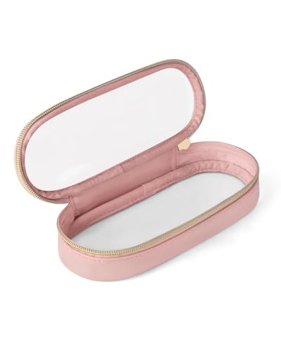 Soimeat Clear Travel Makeup Brush Holder, Leather Makeup Brush Toiletry Bag, Portable Cosmetic Brush Case, Transparent Waterproof Makeup Brush Storage Bag, Pink, Large - color: Pink, size: Large