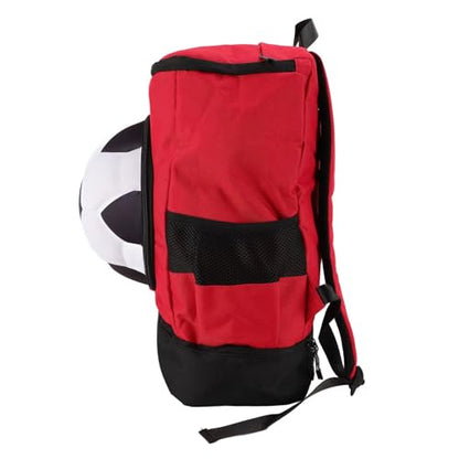 Soccer Backpack with Ball Compartment, Shoe Compartment, Football Bag with Shoe Compartment, Water Resistant, Men & Women, Basketball Bag, for - color: Red with Black, size: Adult Size (Fits Size 7 Ball)