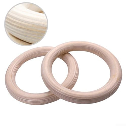 Wooden Exercise Rings (Set Of 2) Perfect Addition To Your Home Workout Regimen(25mm 19cm)