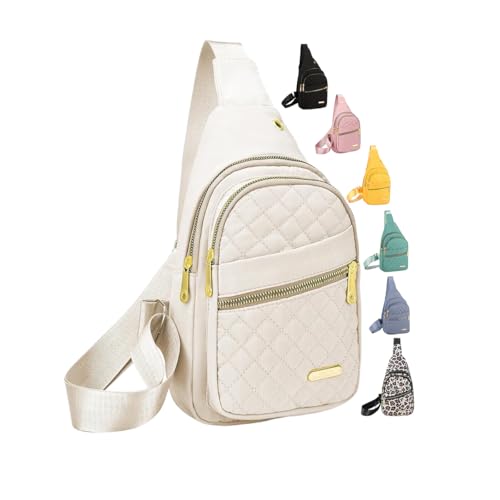 Crossbody Small Sling Backpack Sling Bag for Women Men, Chest Bag Daypack Crossbody for Travel Sport Running Hiking (White) - color: White