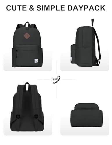 VASCHY Lightweight Backpack for School, Classic Basic Water Resistant Casual Daypack for Travel with Bottle Side Pockets (Gray) - color: Dark Gray