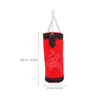INOOMP Boxing Sandbag Hanging Fitness Bag Thickened Empty Punching Bag Red Sturdy Pu Leather Karate Training for Home Gym Fitness Exercise