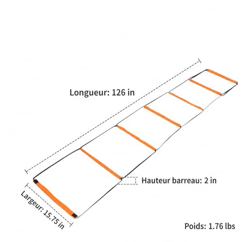 Qianly Kids Agility Ladder, Speed Ladder Training for Football & Soccer, 15ft Agility Speed Ladder with Storage Bag, Team Conditioning Equipment, Flitting Agility Ladder 8 Grid - style: Flitting Agility Ladder 8 Grid