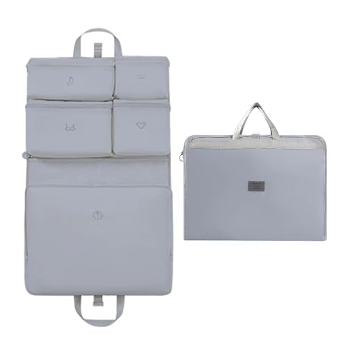 7-in-1 Travel Storage Bag, Foldable Hanging Packing Cube with Compartments for Clothes, Gray - color: Gray