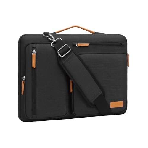 MOSISO 360 Protective Laptop Shoulder Bag,17-17.3 inch Computer Bag Compatible with MacBook, HP, Dell, Lenovo, Asus Notebook,Side Open Messenger Bag with 4 Zipper Pockets&Handle, Black - color: Black, size: 17.3 inch