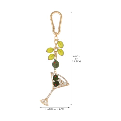 Madison Tyler Western Cowboy Boots Cherry Bow Bubble Tea Strawberry Cute Keychain | Bag Charms for Handbags Purse Charms - color: Martini Olives