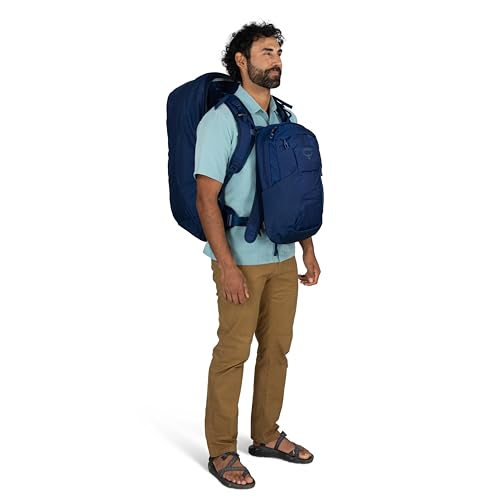 Osprey Farpoint 70L Men's Travel Backpack - Large Adjustable Travel Bag with Detachable Daypack, Cascade Blue/Torrent Blue - color: Cascade Blue Torrent Blue, style: 70l