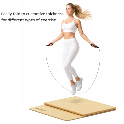 Folding Yoga Mat Extra Thick 0.4 Inch, Foldable Yoga Mat 75 x 26 Inches, TPE Exercise Mat, 7-Panel Non Slip Cushioned Fitness Mat for Yoga, Pilates, Stretching, Home Workout - color: Orange