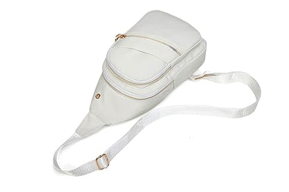 EVANCARY Small Sling Bag Crossbody Bags for Women Men, Sling Backpack Chest Daypack Cross Body Bag for Travel Outdoor - color: White Beige