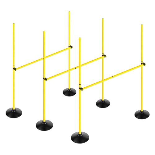 Adjustable Height Agility Hurdle Set Multi-Function Soccer Trainning Pole Set Coaching Sticks with Rubber Base - color: 4.9 FT