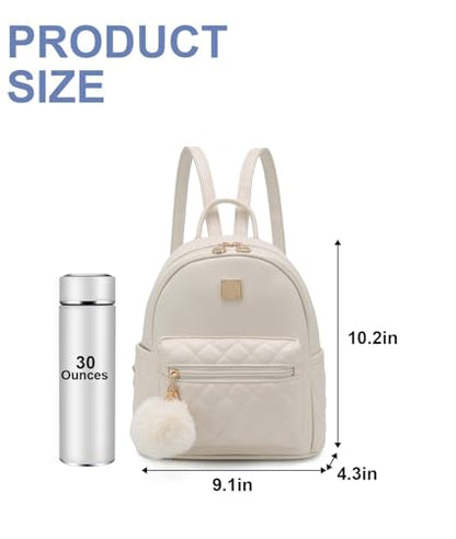 Barsine Girls Fashion Mini Backpack Purse Small Cute Plaid Leather Women Backpacks Little Bag (Ivory) - color: Ivory