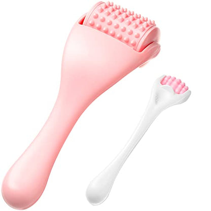 Tondiamo 2 Pcs Muscle Roller Gift Fascia Stick Cellulite Face Muscle Body Massage Roller Massage Tool for Relief Neck Arm Back Leg Body Deep Release(Pink,Silicone) - color: Pink, style: Silicone