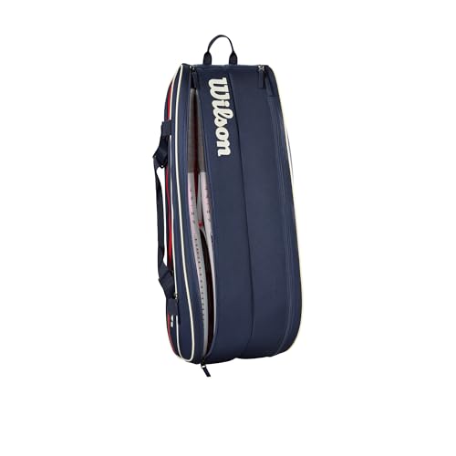 WILSON 2025 Team Tennis Racket Bags - color: Navy/Red, size: Holds up to 6 Rackets