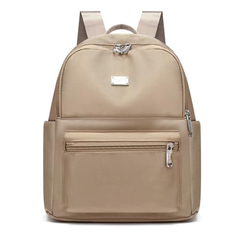 Backpack with Casual Aesthetic Daypack Simple Laptop Bag Waterproof Travel Rucksack for Women(Deep Apricot) - color: Deep Apricot
