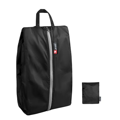 pack all Foldable Shoe Bag for Travel, Water-Resistant Ultralight Shoe Pouch for Gym, Odor-Resistant Soccer Cleats Bag for Sport (Dual Pocket Version) - color: Black, size: Foldable-Regular