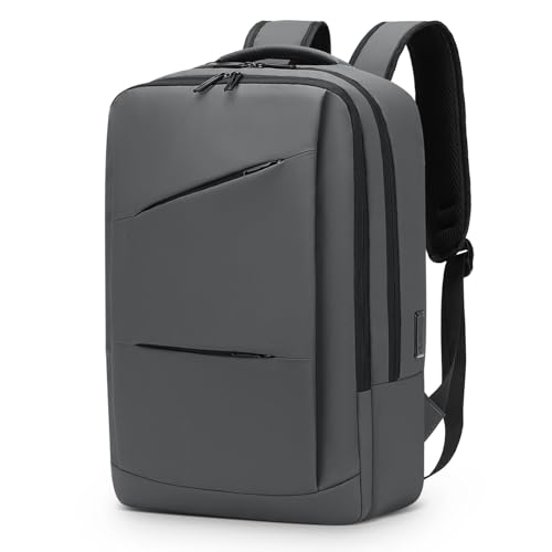 15.6 Inch Laptop Backpack for Men Women, 22L Business Travel Backpack W/USB Charging Port. Water Resistant Work Bookbag, Grey - color: Grey