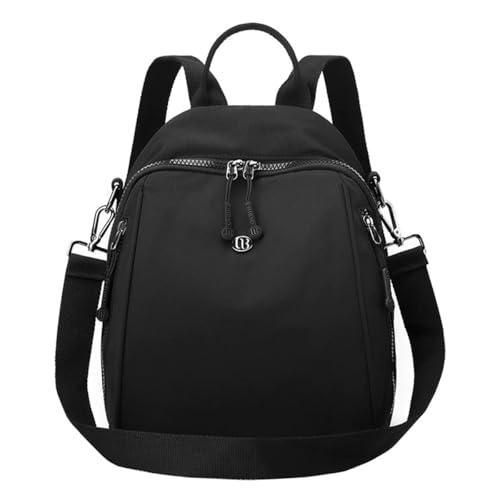 Simple Mini Nylon 11 Inch Backpack Casual Lightweight Resistant Small Travel Bag Adjustable Shoulder Straps - color: Black