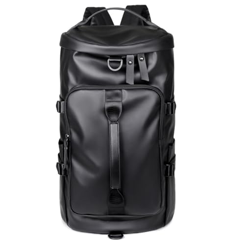 Travel Backpack, Men's Sports Dry and Wet Separate Gym Bag, PU Material Training Portable Shoulder Crossbody Bag, Unisex(Black) - color: Black