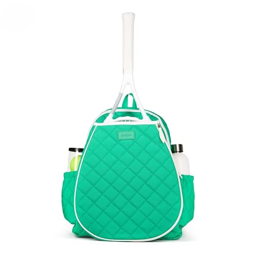Ame & Lulu Game On Tennis Backpack - Contains Padded & Adjustable Straps - Two Exterior Water Bottle Pockets - color: Jade