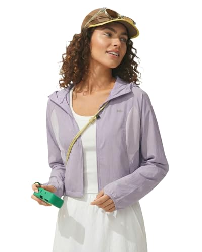 BENEUNDER Women's UPF 50+ Lightweight Sun Protection Jacket Athletic Short Hoodie - color: Purple, size: Medium