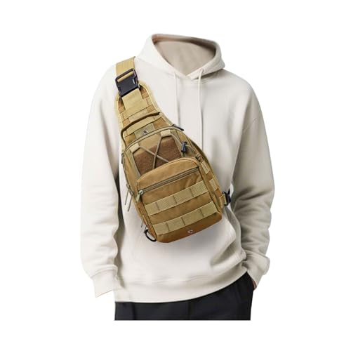 Tactical Chest Pack Backpack, Carry Shoulder Sling Bag for Men, Waterproof Military Cross-body Molle Backpack for Outdoor, Range, Travel, Hiking, Khaki - color: Khaki