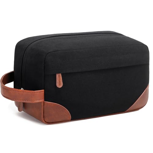 Vorspack Large Travel Toiletry Bag - Hanging Toiletry Bag for Men Water Resistant Canvas Shaving Bag with Large Capacity for Home Travel - Black - color: Black, size: Large