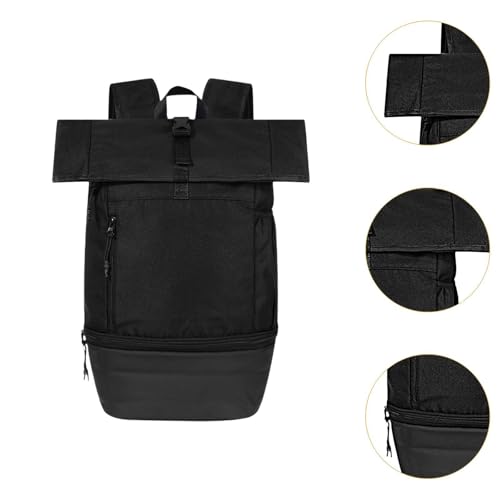 Outdoor Gym Backpack, Multifunction Large Capacity Lightweight for Fitness Travel Hiking, Nylon Daypack- Black - color: Black