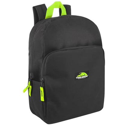 Trail maker 15 Inch Backpack for Kids, Preschool, Elementary & Middle School Students – Spacious Bookbag with Large Front Pocket, Adjustable Straps, Fits up to 13 Inch Laptop (Black Neon) - color: Black