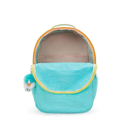 Kipling Women's Seoul Extra Large Fc 17" Laptop Backpack, Durable, Roomy with Padded Shoulder Straps, Built-In Protective Sleeve - color: Poppy Aqua C Fc, size: 13.5''L x 17.75''H x 9''D