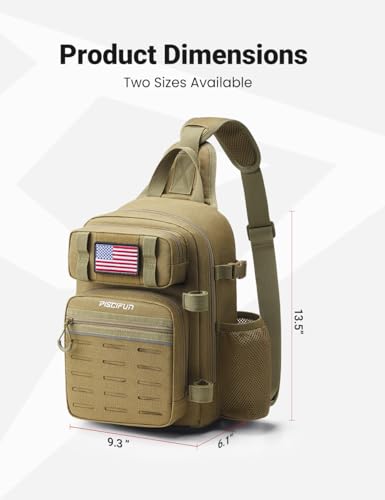Piscifun Fishing Backpack Tackle Bag with 2 Rod Holders, Multi-Compartment Storage, MOLLE System, Water-Resistant Lightweight Outdoor Pack - color: Single Shoulder - Khaki, style: Standard