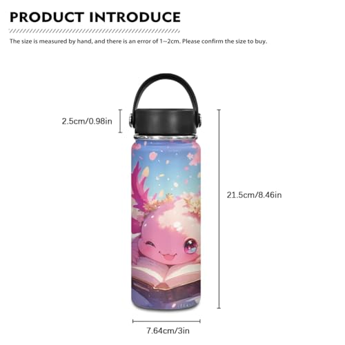 Flashideas Cherry Blossom Axolotl Backpack for Girls Kids Backpack with Lunch Box 32 oz Water Bottle and Water Bottle Carrier 4Pcs Set 17" Lightweight Elementary Bookbag with Compartments for School - color: Cherry Blossom Axolotl-2