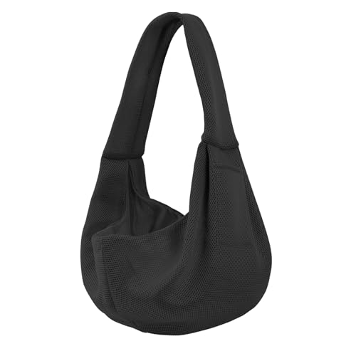 Dog Carrier Sling, Ventilated Breathable Dog Sling Carrier for Small Dogs & Cats, Hands-Free Puppy Carrier Sling for Travel, Comfortable Pet Sling Bag - color: Breathable black