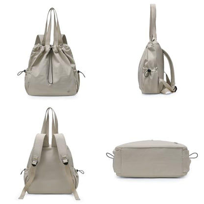 Casual Lightweight Small Backpack For Women 14.5 Inch Durable Drawstring Dual Use Travel Daypack - color: Light Purple
