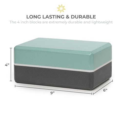 4" Striped Yoga Block, 6 Pack Bulk EVA Foam Yoga Blocks, Firm and Supportive Yoga Brick, Balance Foam for Stretching, Pilates, and Workout, 4" x 6" x 9"