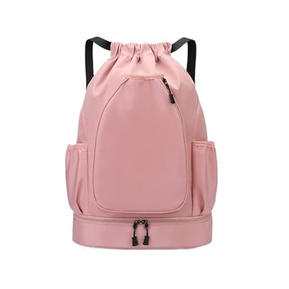 Multifunctional sports bag, backpack, independent shoe compartment, can hold basketball, badminton and tennis(Pink) - color: Pink