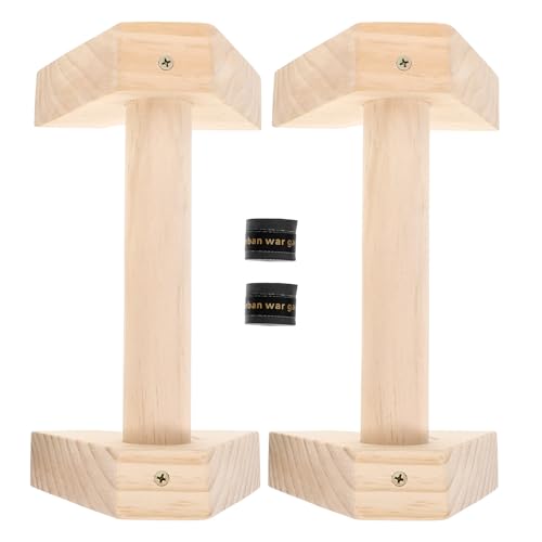 Cabilock Wooden Pushup Parallettes Bars 30cm Beech Wood Push up Handles with Non-slip Base for Strength Training Home Gym Fitness Equipment Men Women