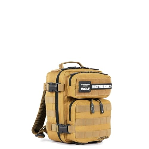 WOLFpak 9L Mini Tactical Backpack for Men & Women | Compact, Small Everyday Carry Bag for Gym, School, Travel | Durable, Water-Resistant Daypack with Molle System and Patch Panel (Khaki) - color: Khaki