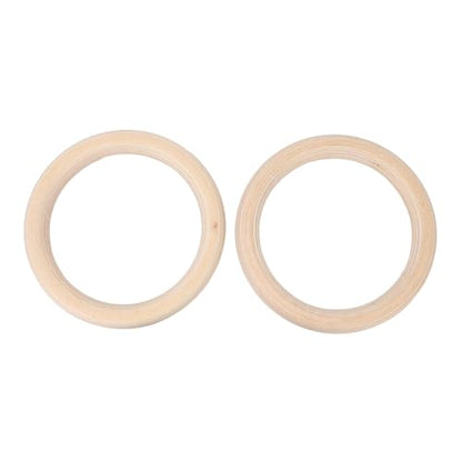 Wooden Gymnastics Rings, Birch Material for Bodyweight Fitness and Strength Training, Adjustable Straps, Smooth for Safety, Ideal for Outdoor Workouts