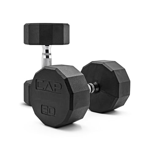 CAP Barbell Coated Dumbbell Weight | Multiple Options Pairs & Sets - size: 30 lb - Pair, style: 12-Sided - Chrome Handle