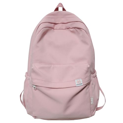 Cute Aesthetic Backpack Y2K Simple Solid Color Kawaii Backpacks Travel Laptop Backpack (Pink) - color: Pink
